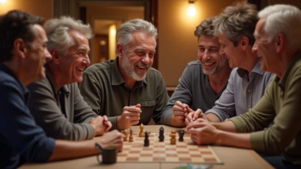 Players laughing and socializing while taking a break between games at community center