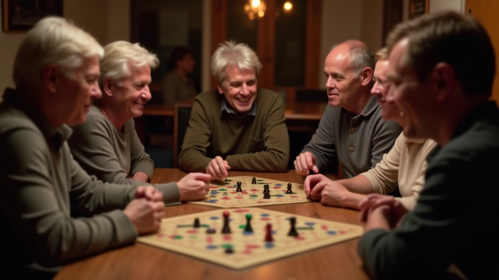 Group of mature adults enjoying board games together